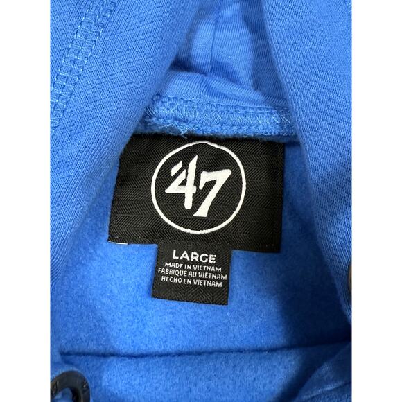 47 Brand Adult Size L NFL Detroit Lions Blue Pullover Hoodie NWT - Picture 3 of 13